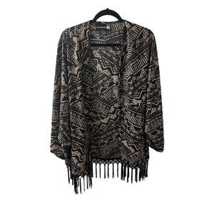 Antthony Black and Tan Cardigan Sweater Shawl